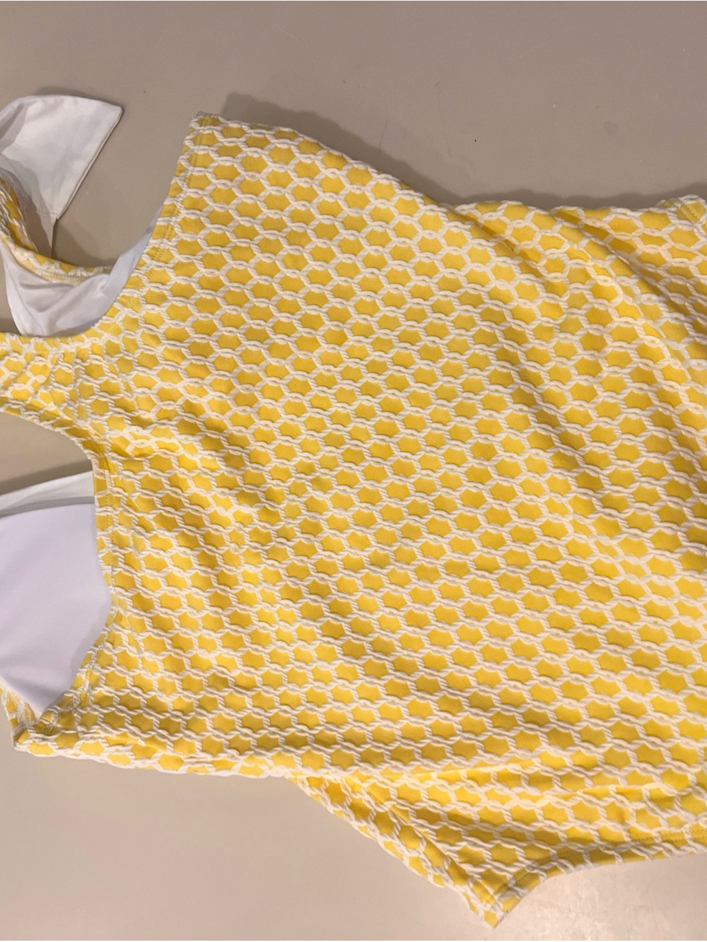 La Blanca Yellow and White One-Piece Swimsuit with Collared Neck - Picture 3 of 3